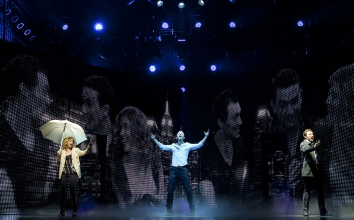 Caissie Levy (Molly Jensen), Richard Fleeshman (Sam Wheat) and Bryce Pinkham (Carl Bruner) at 