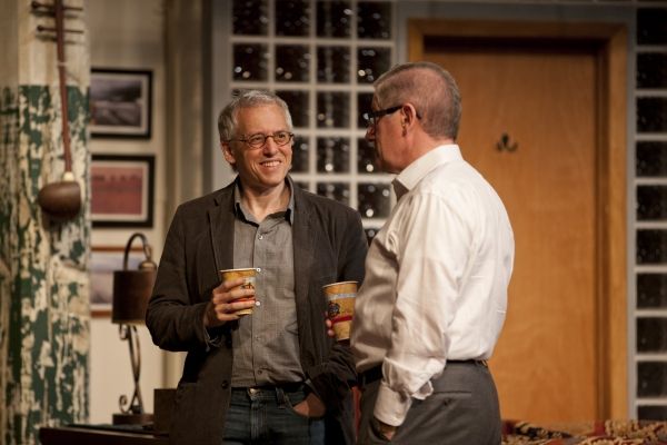 Playwright Donald Margulies talks with Joe Dowling during rehearsals for Time Stands  Photo