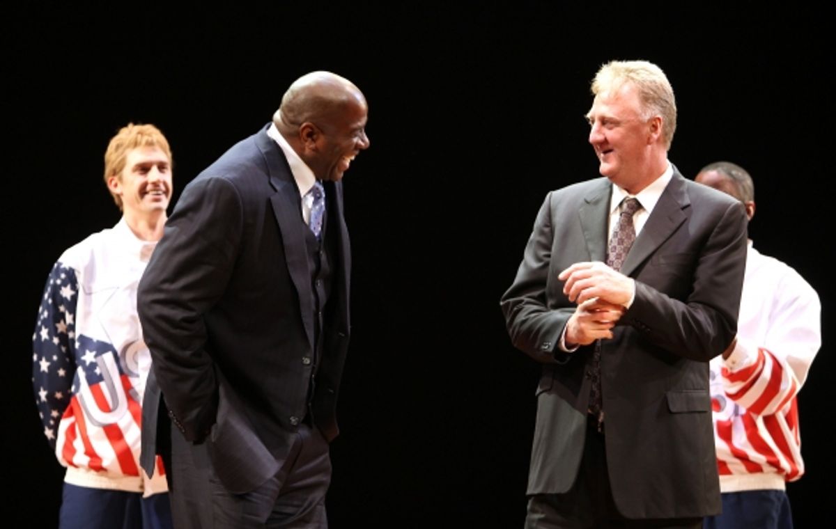 Tug Coker, Earvin 'Magic' Johnson, Larry Bird & Kevin Daniels at 