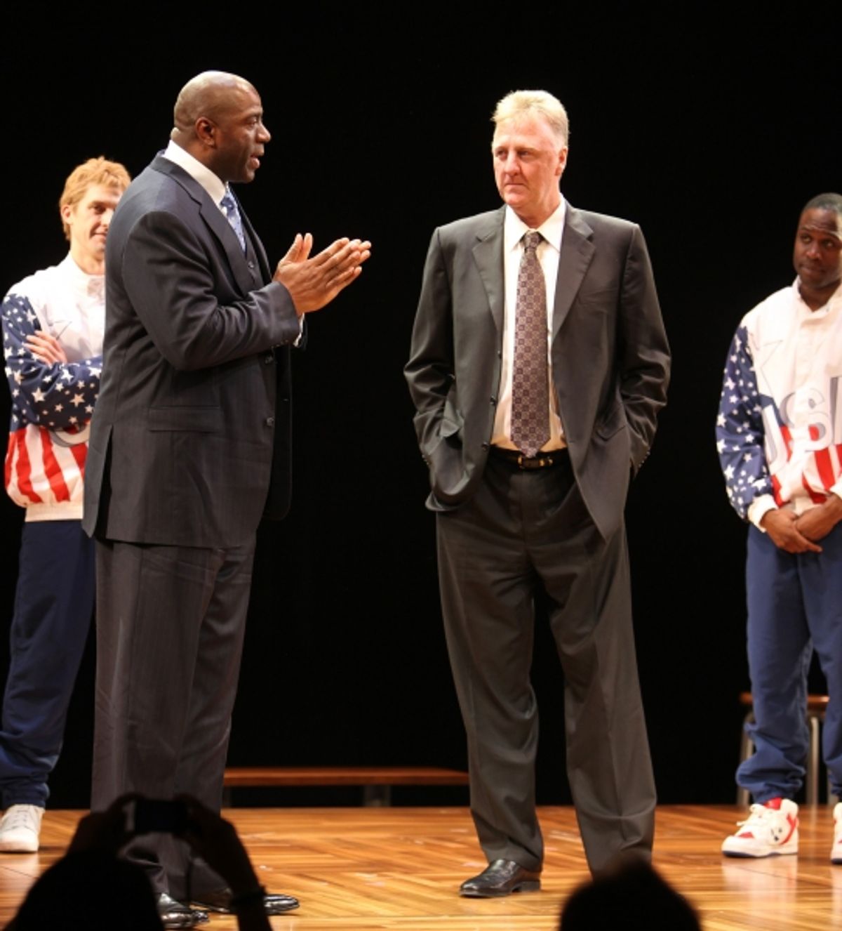 Earvin 'Magic' Johnson & Larry Bird with Tug Coker & Kevin Daniels  at 