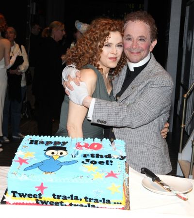 Bernadette Peters surprises Joel Grey on his 80th birthday with a cake backstage at " Photo