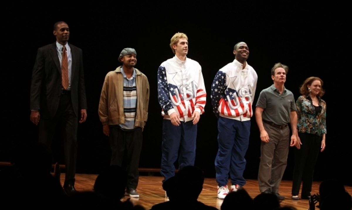 Robert Manning Jr., Francois Battiste, Tug Coker, Kevin Daniels, Deirdre O'Connell & Peter Scolari. Photo Credit: Walter McBride at 