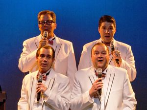 Back row: Ken Paul, Adam Shelton / Front row: Paul Jacquith, Tim Kennedy @ BroadwayWorld Back row: Ken Paul, Adam Shelton / Front row: Paul Jacquith, Tim Kennedy Photo