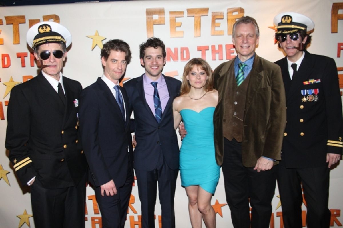 Roger Rees, Christian Borle, Adam Chanler-Berat, Celia Keenan-Bolger, Rick Elice and Alex Timers at 