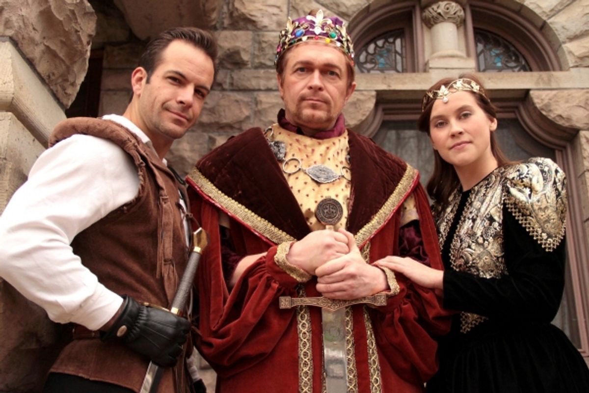 Travis Risner as Lancelot, David Ambroson as King Arthur, Rachelle Wood as Guenevere at 