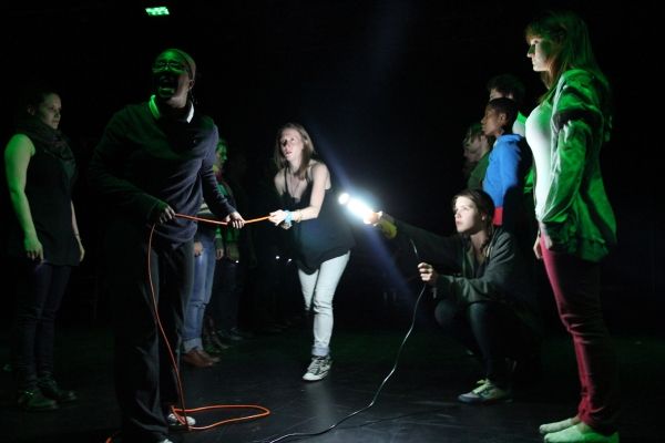 Molly McAdoo (center), Melissa Mickens, Katie Broad, Zoe Costello and cast members Photo