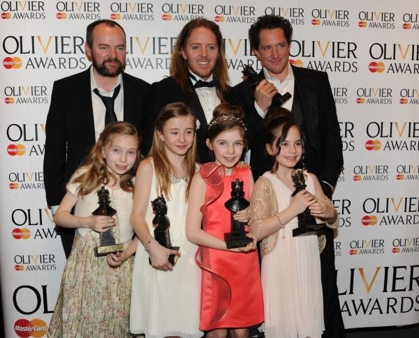 Matthew Warchus, Tim Minchin and Bertie Carvel with Sophia Kiely, Eleanor Worthington Photo