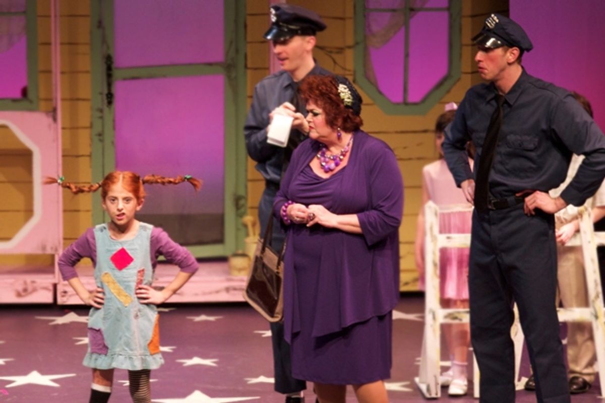 Annette Winter (Mrs. Prysellius), Julianna Rigoglioso (Pippi), Brian Butera (Larsson), Daniel Moser (Klang) at 