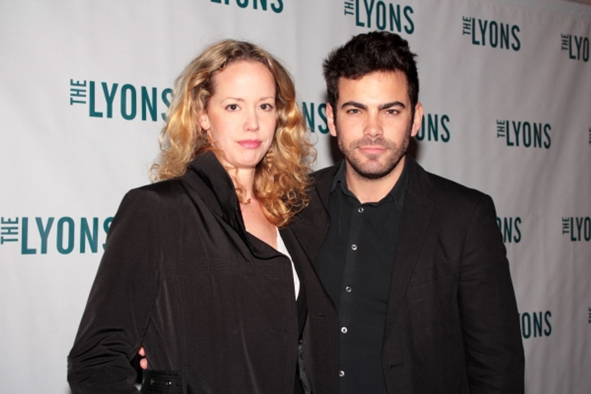 Matthew Risch and guest at THE LYONS- Opening Night Theatre Arrivals!