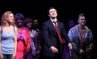 Caissie Levy, Bryce Pinkham with the Company Photo