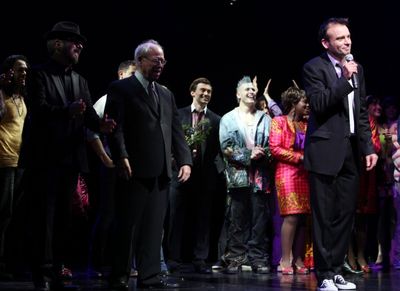 Dave Stewart, Bruce Joel Rubin & Director Matthew Warchus & Company Photo