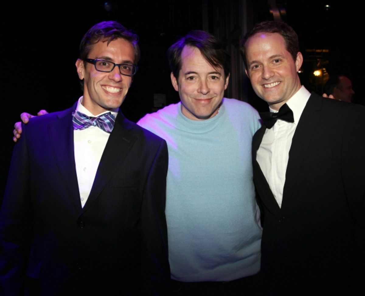 Eric Sciotto (Gypsy Recepient-PAL JOEY),  Matthew Broderick with David Eggers (Gypsy Robe Recepient -CURTAINS) at 