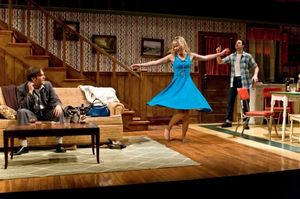 Theo Stockman, Claire van der Boom and Jonny Orsini Photo