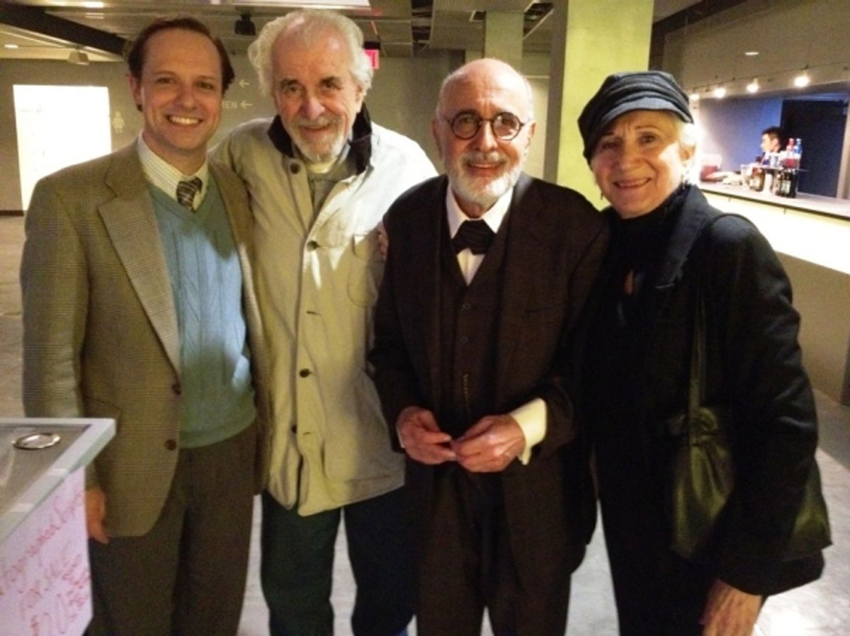 Jim Stanek, Louis Zorich, George Morfogen and Olympia Dukakis at 