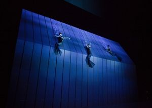 The Rheinmaidens (Jennifer Johnson, Lisette Oropesa, and Tamara Mumford) in a scene from Robert Lepage's production of Wagner's "Das Rheingold." @ BroadwayWorld The Rheinmaidens (Jennifer Johnson, Lisette Oropesa, and Tamara Mumford) in a scene f Photo