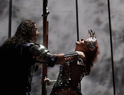 Bryn Terfel as Wotan and Deborah Voigt as Brunnhilde in Wagner's "Die Walkure"
 Photo