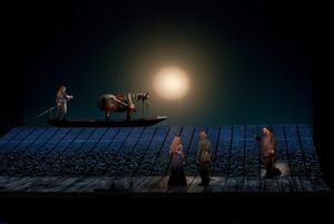A scene from Wagner's Gotterdammerung with Jay Hunter Morris as Siegfried, Wendy Bryn Harmer as Gutrune, Iain Paterson as Gunther, and Hans-Peter Konig as Hagen @ BroadwayWorld A scene from Wagner's Gotterdammerung with Jay Hunter Morris as Siegfried, Wendy Bryn Photo