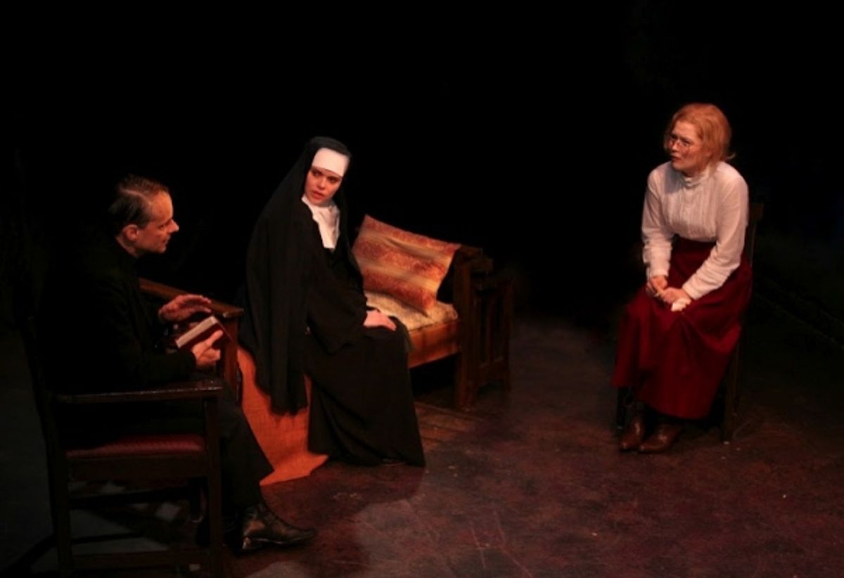 Christopher Patrick Mullen (Father Rivard), Casandera MJ Lollar (Sister Rita) and Alisha Spielmann at 