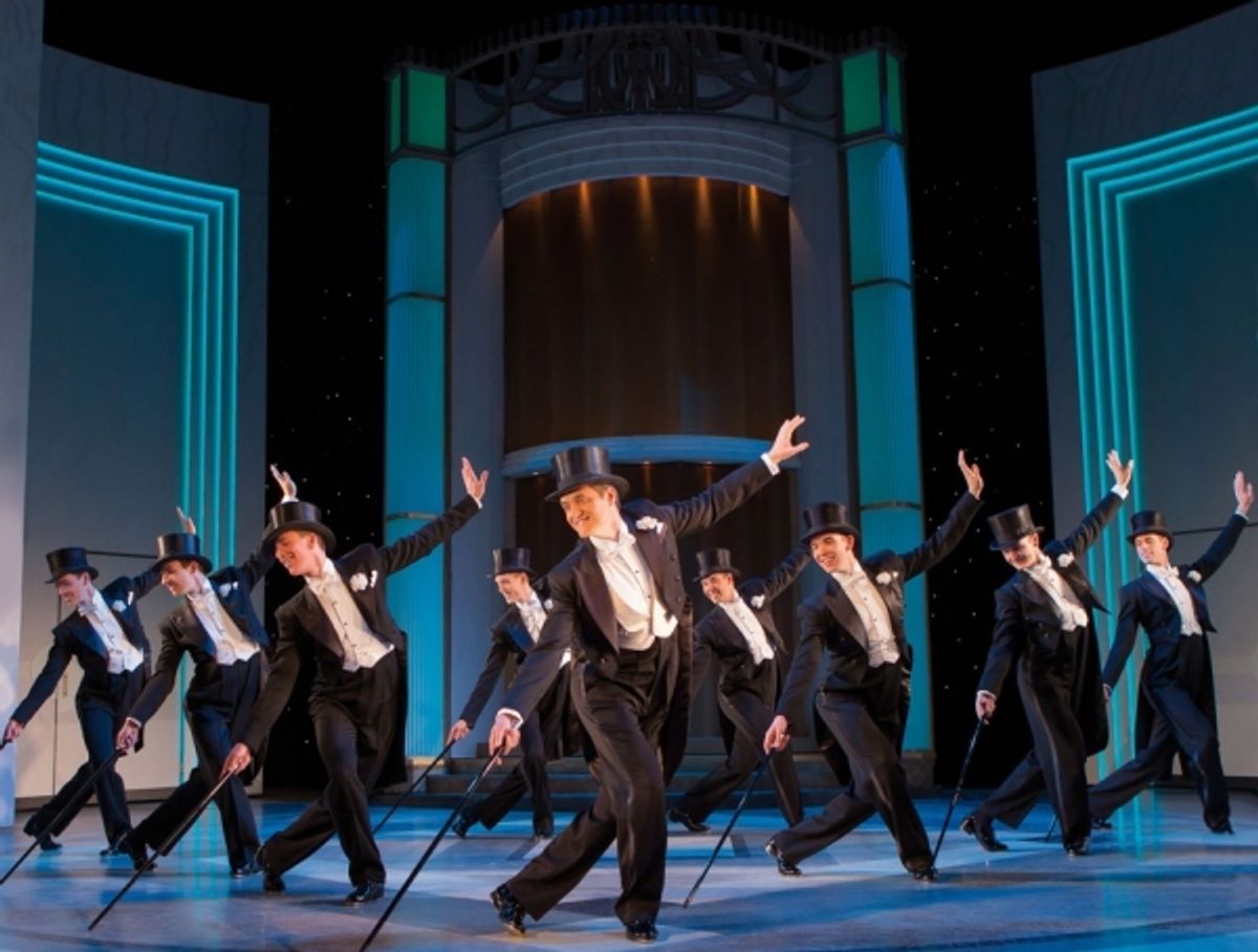 Tom Chambers (Jerry Travers) and the Male Ensemble of Top Hat at 