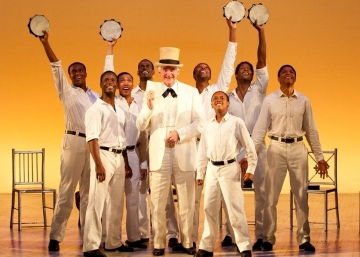 Ron Holgate as The Interlocutor (center) and the Cast of The Scottsboro Boys at 