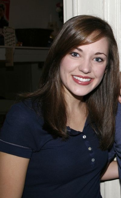 Laura Osnes backstage after a performance of GREASE at the Brooks Atkinson Theatre in Photo