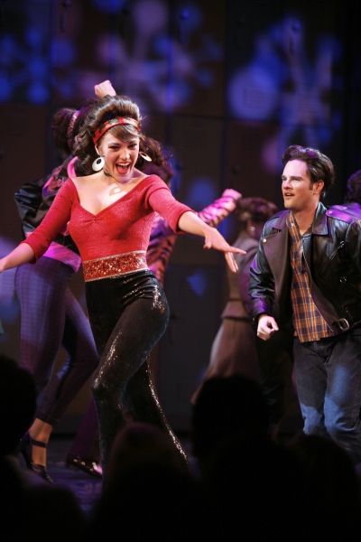 Laura Osnes with ensemble during the Opening Night Performance Curtain Call for the B Photo