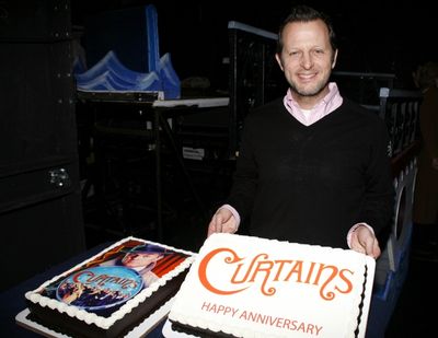 Rob Ashford pictured backstage celebrating the 1st Anniversary of CURTAINS on Broadwa Photo