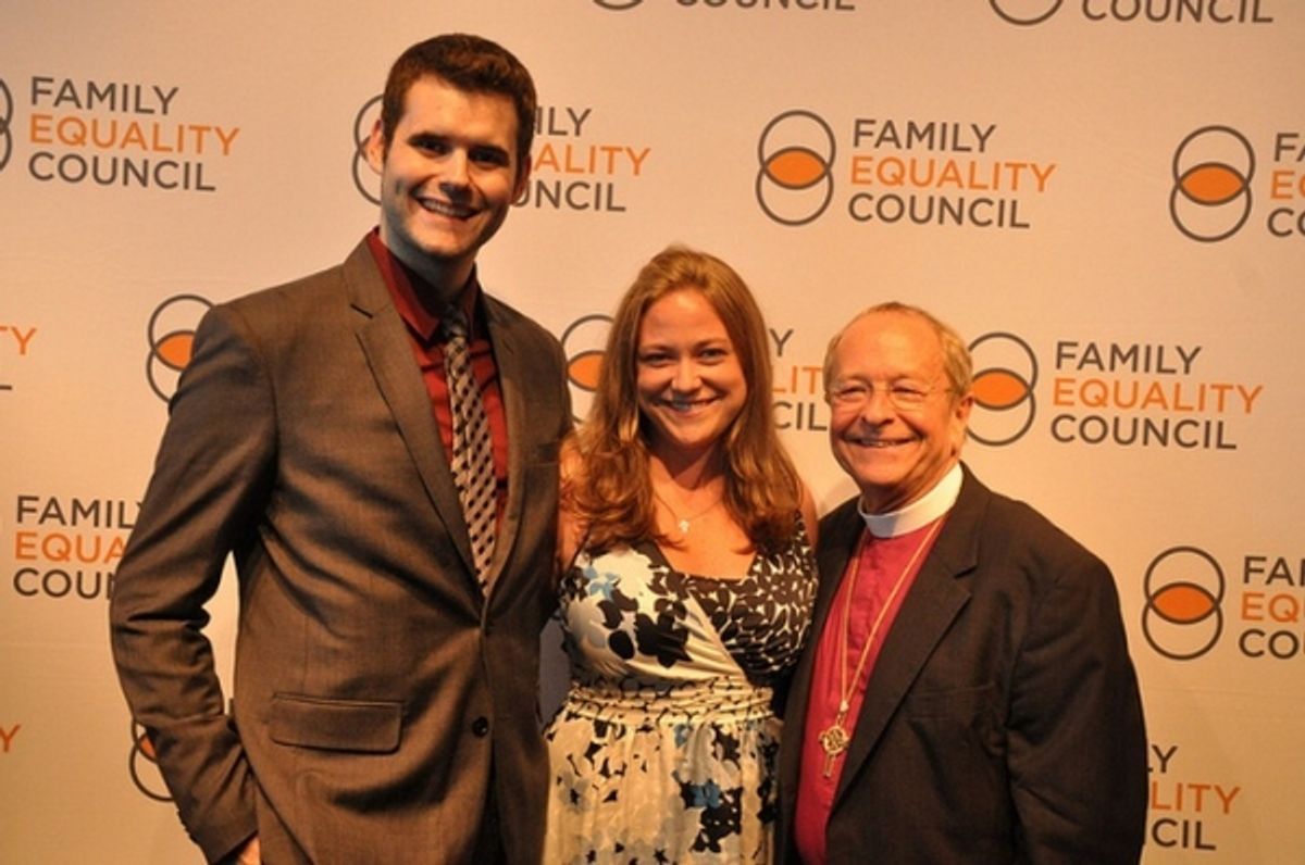 Zach Wals, Ella Robinson and Rev. Bishop Gene Robinson at 