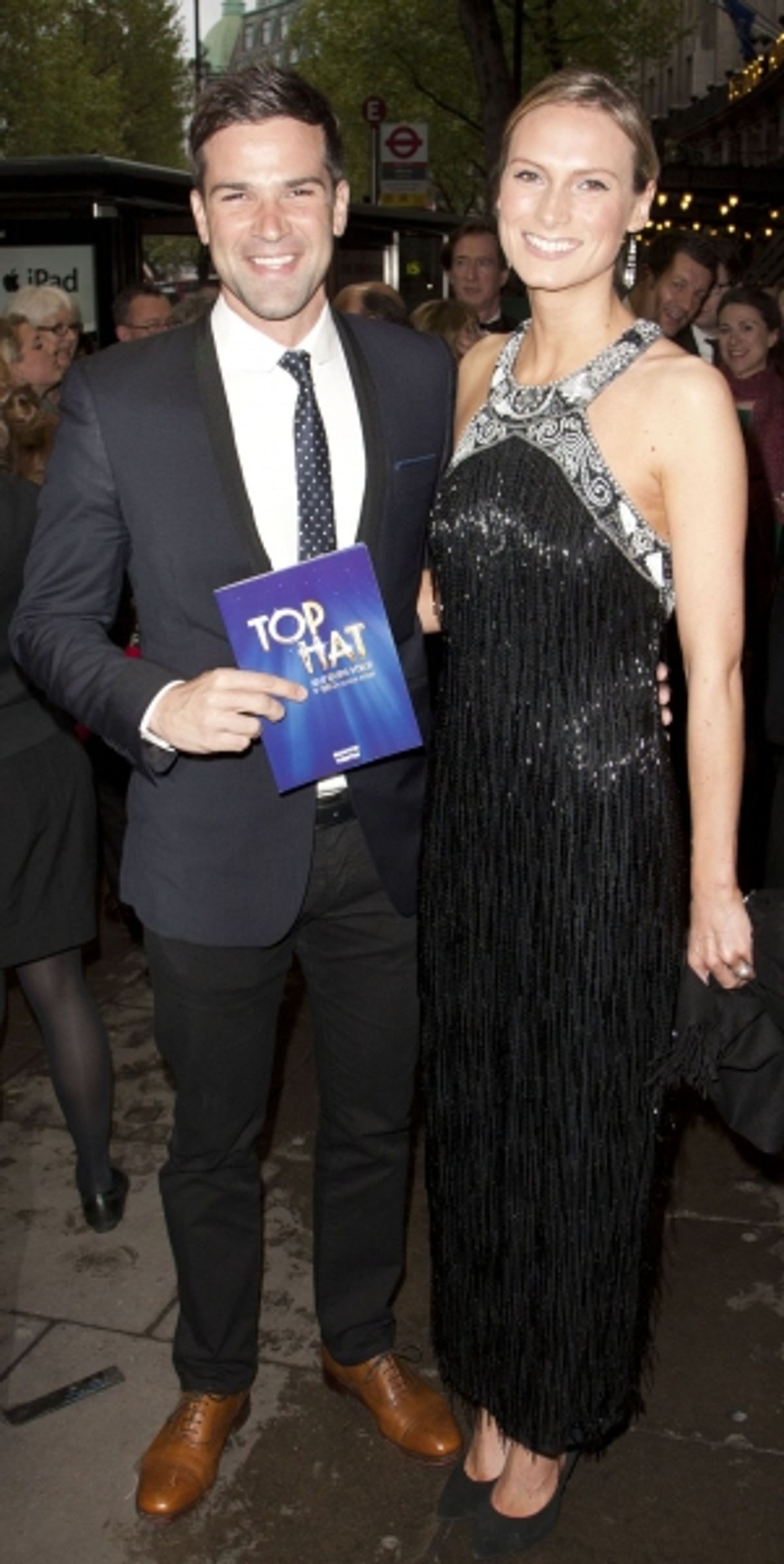 Gethin Jones and Clare Chambers arrive on Press Night for Top Hat at the Aldwych Theatre, London, England on 9th May 2012. (Credit should read: Dan Wooller/wooller.com). Paid use only. No Syndication at 