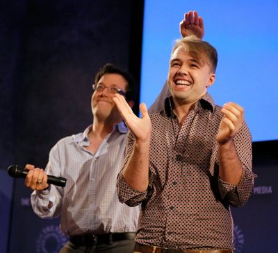 John Tartaglia with Carol Channing voice immitator Drew Berezowitz Photo