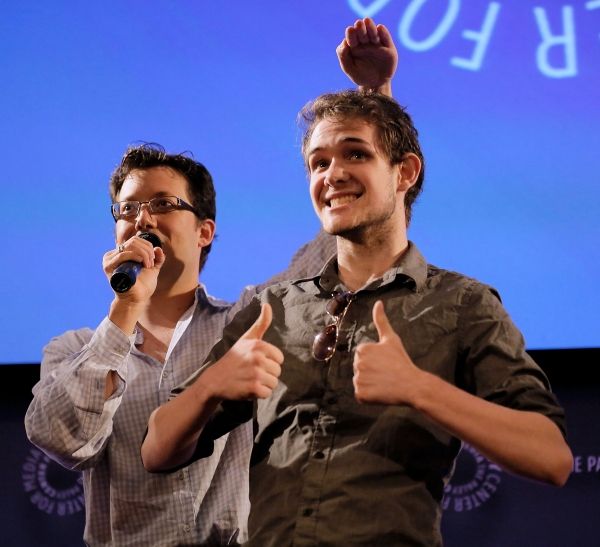 John Tartaglia with Carol Channing voice immitator Joshua McWater Photo