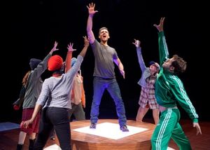 Adam Kantor as Jeff (center) and the cast of the World Premiere musical Nobody Loves  Photo
