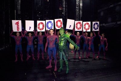 Reeve Carney, Patrick Page, and the Spider-Men of SPIDER-MAN Turn Off The Dark Photo