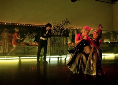 Jeff Takacs as Zeus, Sean Gannon as Paris and Amber Youell as Juno Photo
