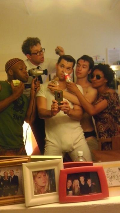 THE BOOK OF MORMON's Andrew Rannells ‏ with Michael James Scott, 
Benjamin Sch Photo