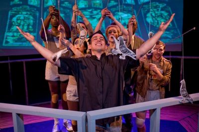 Miguel Nunez (front center) and the cast of Pine Box Theater Company's THE JAMMER Photo