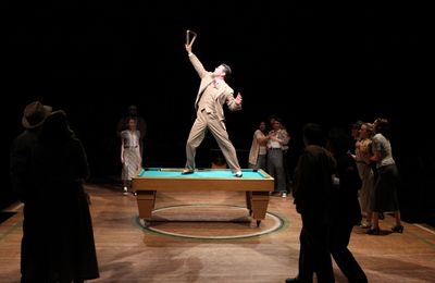 Burke Moses as Harold Hill and the cast of Arena Stage at the Mead Center for America Photo