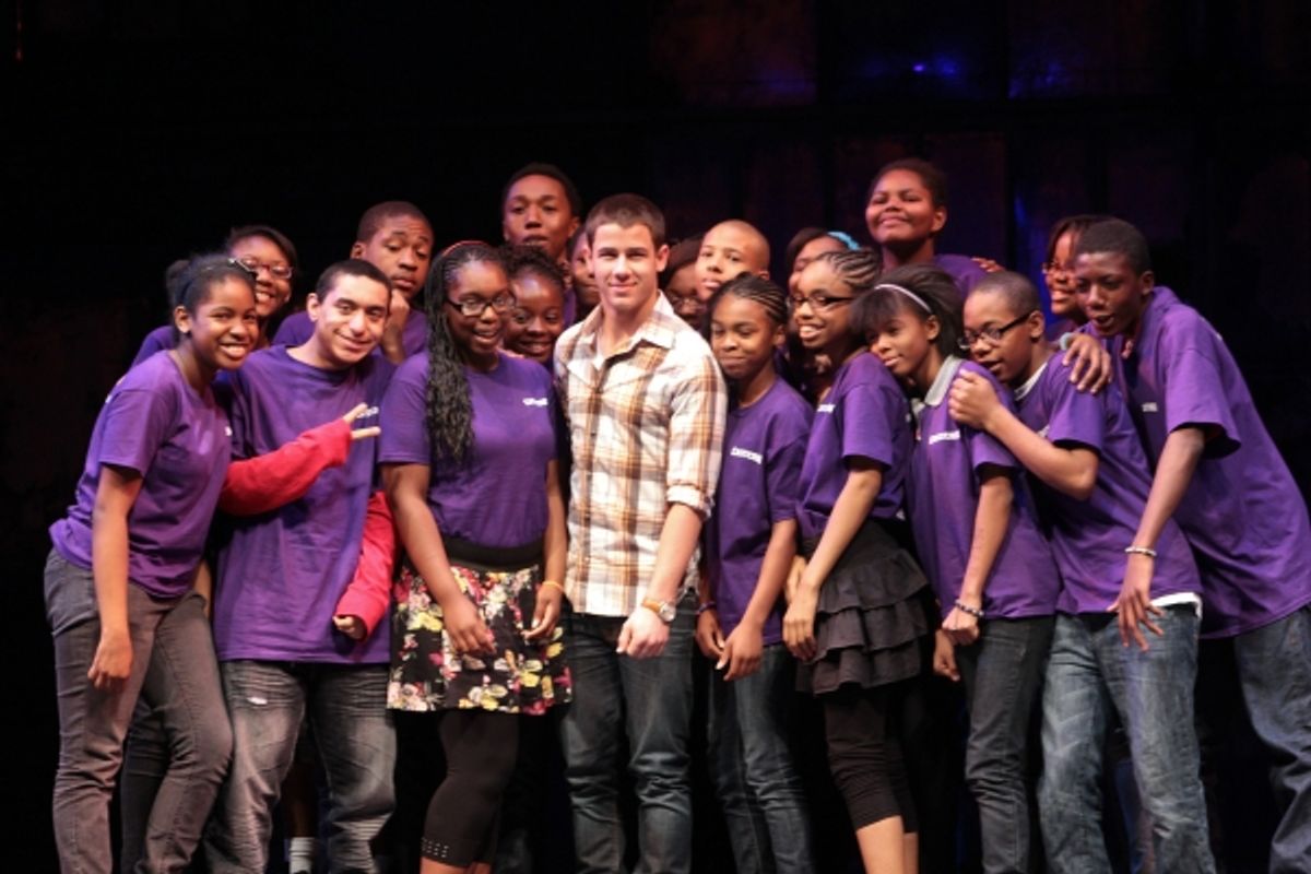 Nick Jonas and Broadway Jr. Students at 