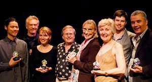 Ab*ie Award winners Andrew Lu, Natchez Trace set; Peter Brouwer, Natchez Trace actor; Photo