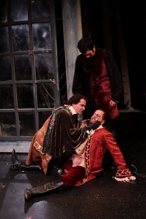 Jake Ynzunza as Charles, Ray Gonzalez as Duke Frederick, and Peter Dylan O'Connor as Oliver @ BroadwayWorld Jake Ynzunza as Charles, Ray Gonzalez as Duke Frederick, and Peter Dylan O'Connor as Photo