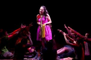 Hannah Elless and the cast of GODSPELL. Photo Credit: Jeremy Daniel Photo