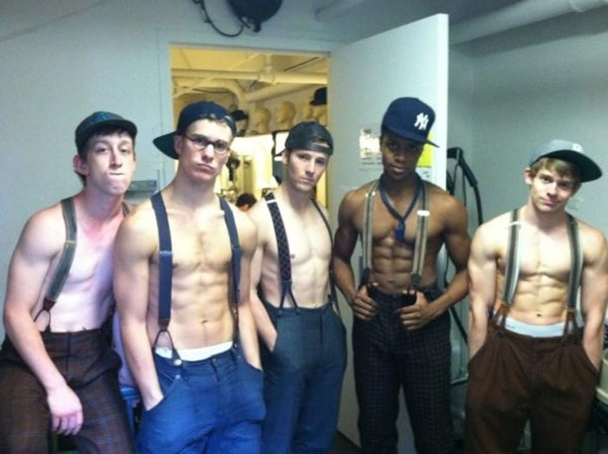NEWSIES' Ryan Steele, Ryan James Breslin, Thayne Jasperson,
Ephraim M. Sykes and Andrew Keenan-Bolger
 at 