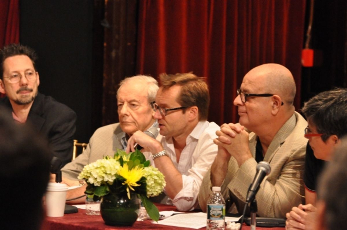 David Sheward, John Simon, Michael Riedel and Frank Rizzo at 