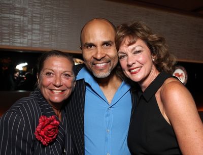 Director Graciela Daniele poses with cast members Julio Monge and Michele Pawk
 Photo