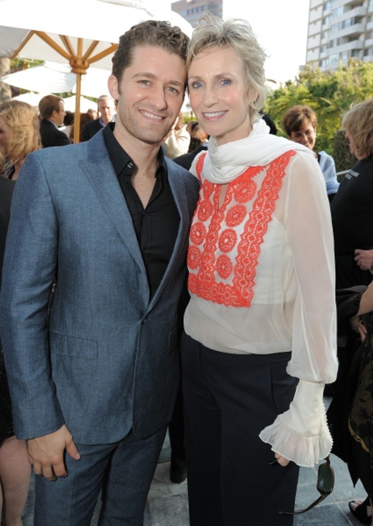Matthew Morrison and Jane Lynch attend the host committee dinner  for the 'Backstage At The Geffen' Fundraiser on Monday, June 4, 2012 in Los Angeles. (Photo by Jordan Strauss/Invision for Geffen Playhouse) at 