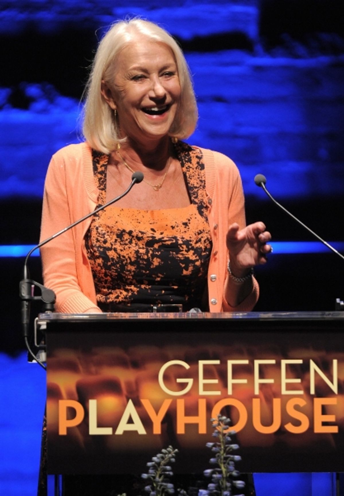Helen Mirren speaks at the 'Backstage At The Geffen' Fundraiser on Monday, June 4, 2012 in Los Angeles. (Photo by Jordan Strauss/Invision for Geffen Playhouse) at 