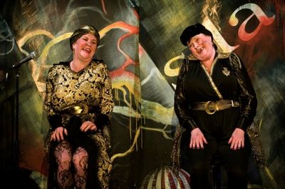 Catherine Gillard as Gdjet and Nancy Walsh as Lulu in the New York Premiere of The Ap Photo