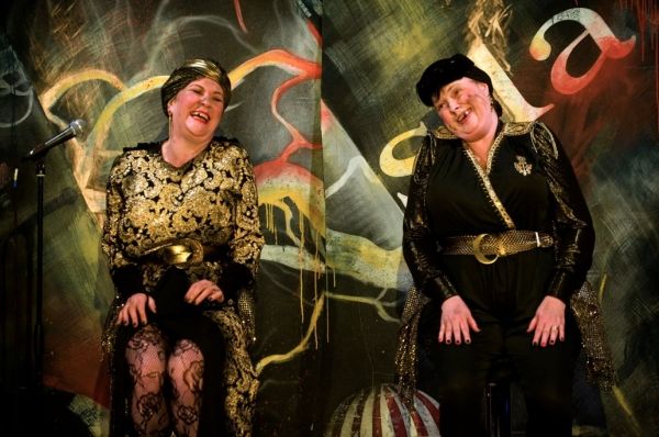 Catherine Gillard as Gdjet and Nancy Walsh as Lulu in the New York Premiere of The Ap Photo