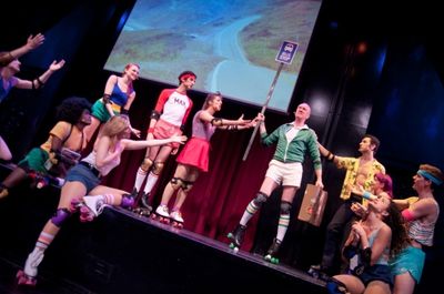 Kevin B. McGlynn (center) & Cast of â€œRoller Disco The Musicalâ€
 Photo