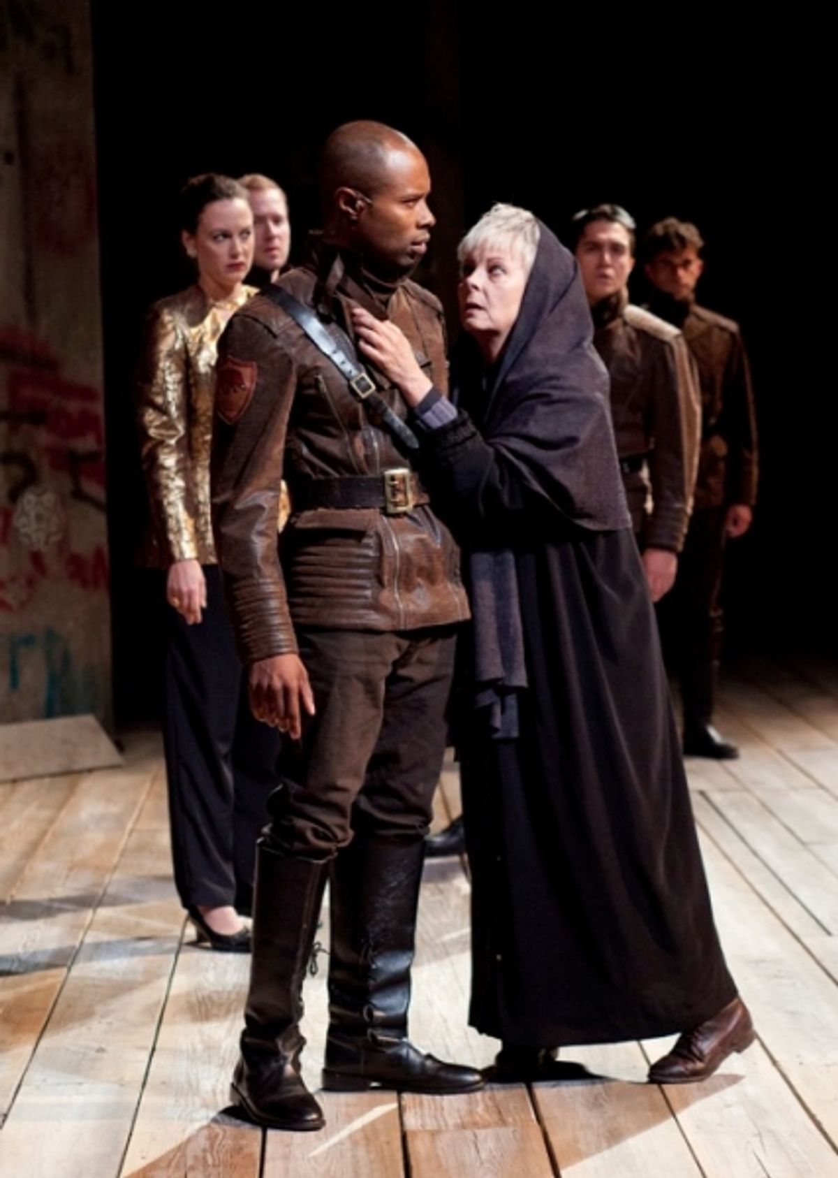 (foreground, from left) Jacques C. Smith as Duke of Buckingham and Robin Moseley as Queen Margaret with (from left) Dana Green, Jeremy Fisher, Christopher Salazar and Sean-Michael Wilkinson at 